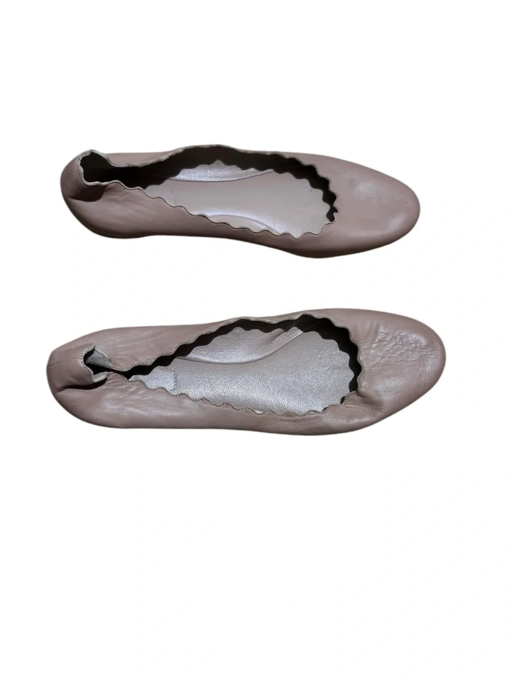 Chloe Scalloped Ballet Flats - Light Taupe